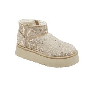 Wild Fable Women's Missy Beige Memory Foam Insole Rhinestone Platform Booties 10